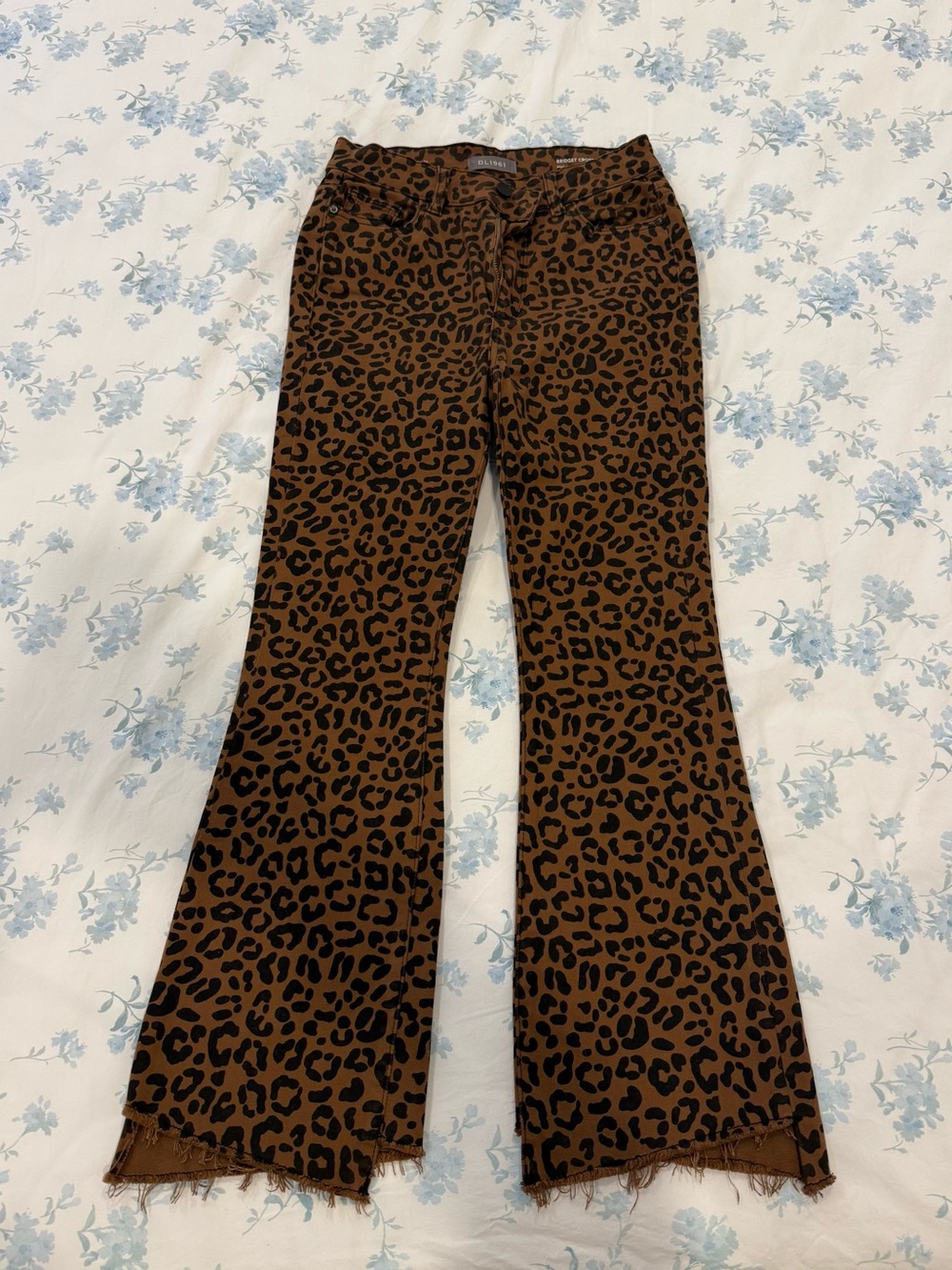 DL1961 Brown Leopard Print Flare Jeans